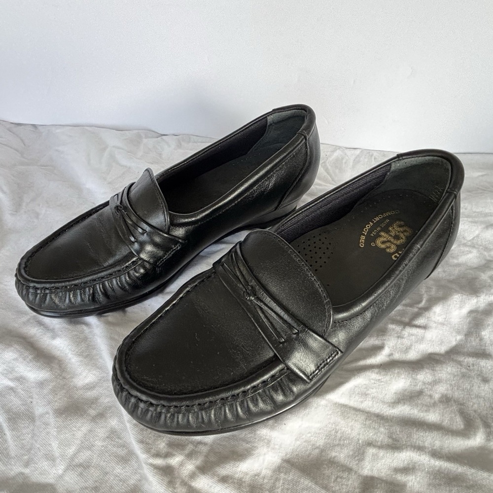 SAS Tripad Comfort Foot Bed Black Leather Loafer Women's Shoes 5W L2185136 USA